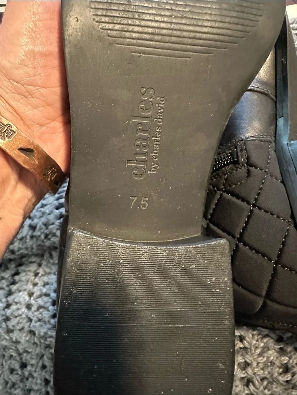 Charles by Charles David Black Quilted Leather Riding Boots Women’s 7.5 Knee
